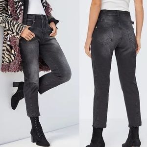 Pilcro Anthropologie Black Grey Buckled Boyfriend Jeans High Rise Cinch Waist